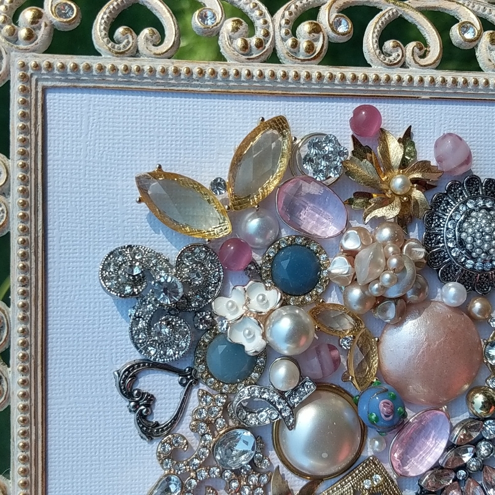 Mosaic floral or skull framed jewelry art upcycled jewelry Host Pick 6.10! - Picture 4 of 12